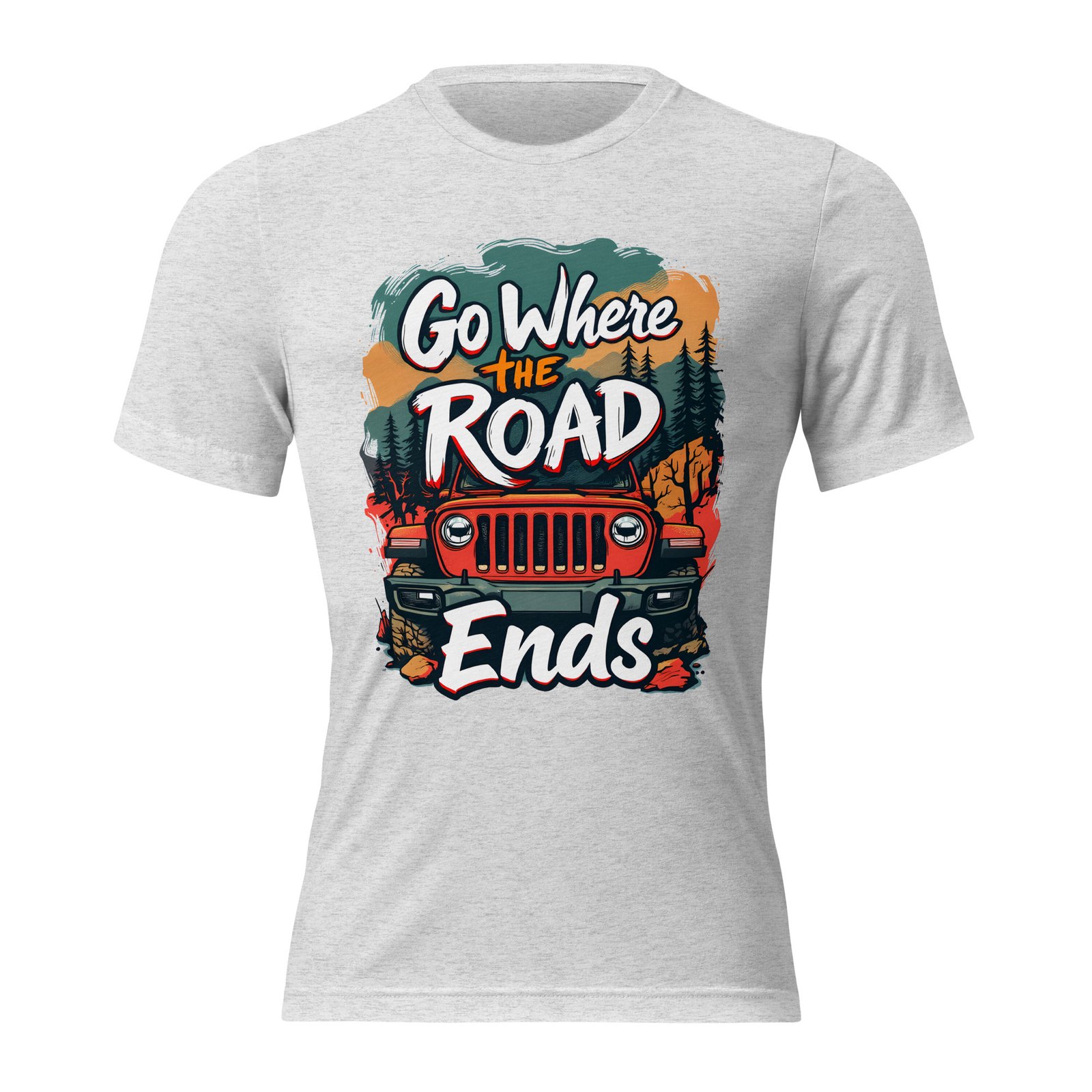 Go Where The Road Ends - Backcountry Timber 4X4 Rig Triblend T-Shirt - White Fleck Triblend - Image 7