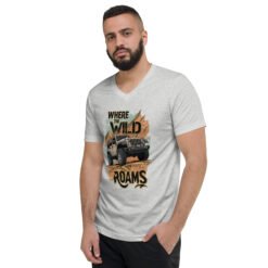Where The Wild Roams - High Clearance 4X4 Rig Unisex V-Neck Shirt - Athletic Heather, White - Image 3