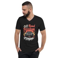 Off-Road Freedom - High Clearance 4X4 Rig Unisex V-Neck Shirt - Black - Image 2