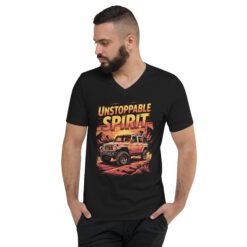 Unstoppable Spirit - Sunset Desert 4X4 Crawler Unisex V-Neck Shirt - Black - Image 2