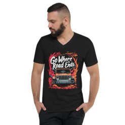 Go Where The Road Ends - High Clearance 4X4 Rig Unisex V-Neck Shirt - Black - Image 2