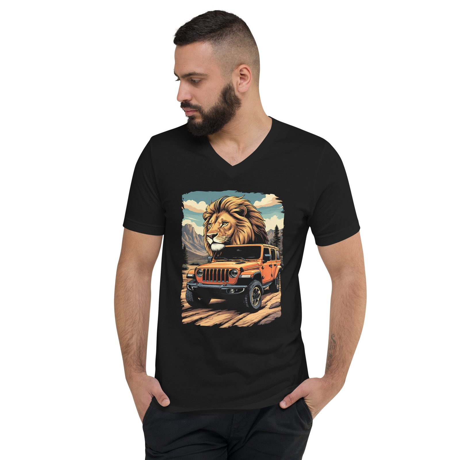 King Of The Trail - Cliffside Crawler Off-Road Rig Unisex V-Neck Shirt - Black - Image 2
