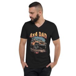 4X4 Dad - Mud Wash Off-Road Rig Unisex V-Neck Shirt - Black - Image 2