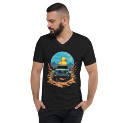 Unisex Short Sleeve V-Neck T-Shirt - Black - Image 2