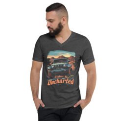 Explore The Uncharted - Canyon Rim Off-Road Unisex V-Neck Shirt - Dark Grey Heather - Image 1