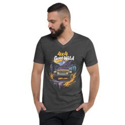 4X4 Gone Wild - Puddle Splash Off-Road Unisex V-Neck Shirt - Dark Grey Heather - Image 5