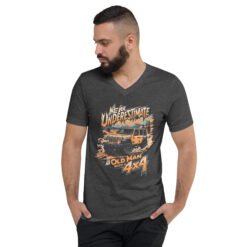 Never Underestimate An Old Man With A 4X4 - Canyon Ridge Off-Road Rig Unisex V-Neck Shirt - Dark Grey Heather - Image 5