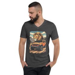 King Of The Trail - Cliffside Crawler Off-Road Rig Unisex V-Neck Shirt - Dark Grey Heather - Image 1