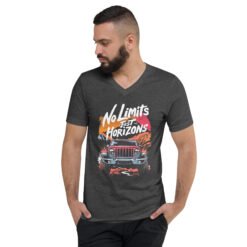 No Limits Just Horizons - Canyon Divide Off-Road Rig Unisex V-Neck Shirt - Dark Grey Heather - Image 5