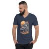 Lone Wolf - Moonlit Peak Off-Road Unisex V-Neck Shirt - Navy - Image 1