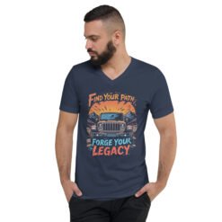 Find Your Path Forge Your Legacy - High Clearance 4X4 Rig Unisex V-Neck Shirt - Navy - Image 1