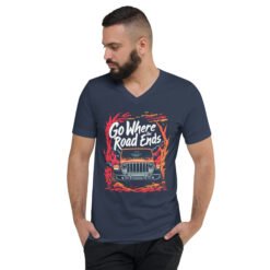 Go Where The Road Ends - High Clearance 4X4 Rig Unisex V-Neck Shirt - Navy - Image 1