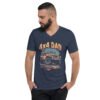 4X4 Dad - Mud Wash Off-Road Rig Unisex V-Neck Shirt - Navy - Image 1