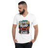 Go Where The Road Ends - Alpine Woods Off-Road Unisex V-Neck Shirt - White - Image 1