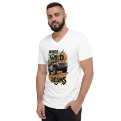 Where The Wild Roams - High Clearance 4X4 Rig Unisex V-Neck Shirt - Athletic Heather, White - Image 4