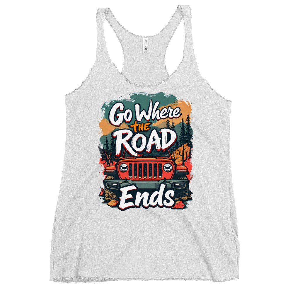 Go Where The Road Ends - Forest Pine 4X4 Crawler Women's Racerback Tank - Heather White - Image 5
