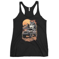 Lone Wolf - Lone Wolf 4X4 Crawler Women's Racerback Tank - Vintage Black - Image 1