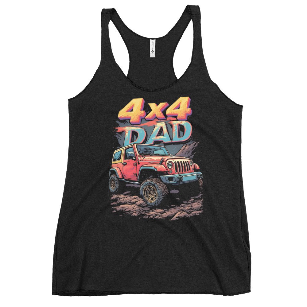 4X4 Dad - Off-Road Dad Trail Rig Women's Racerback Tank - Vintage Black - Image 2