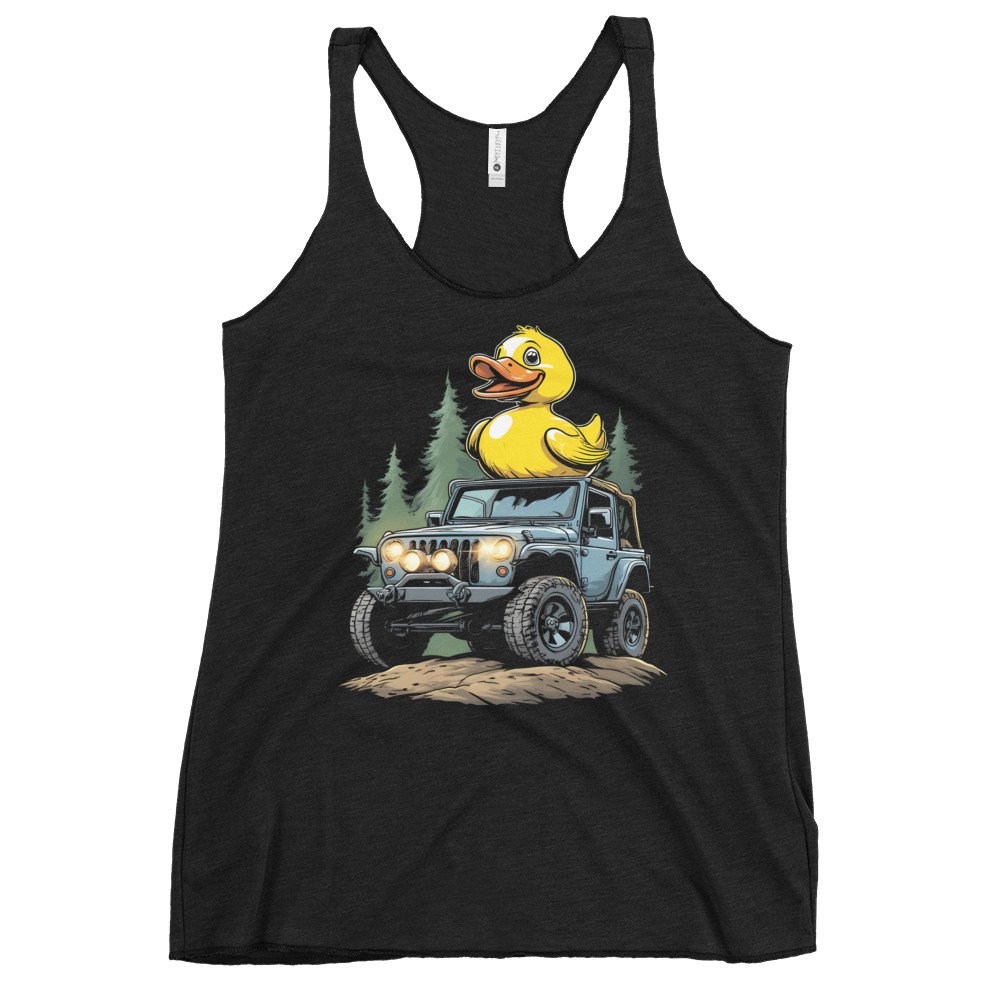 Duck Duck Rig - Yellow Duck 4X4 Crawler Women's Racerback Tank - Vintage Black - Image 2
