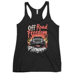 Off-Road Freedom - Desert Ledge 4X4 Crawler Women's Racerback Tank - Vintage Black - Image 2