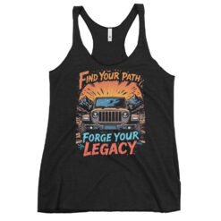Find Your Path Forge Your Legacy - Desert Mountain 4X4 Crawler Women's Racerback Tank - Vintage Black - Image 2