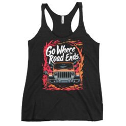 Go Where The Road Ends - Desert Mountain 4X4 Crawler Women's Racerback Tank - Vintage Black - Image 2