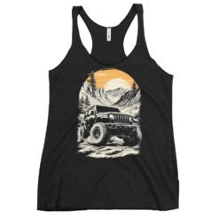 Alpine Sunset Trail - Mountain Canyon 4X4 Crawler Women's Racerback Tank - Vintage Black - Image 1