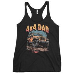 4X4 Dad - Clay Wash 4X4 Rig Women's Racerback Tank - Vintage Black - Image 1