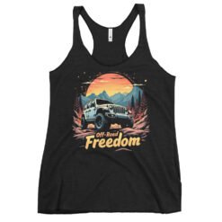Off-Road Freedom - Silver Canyon 4X4 Rig Women's Racerback Tank - Vintage Black - Image 2