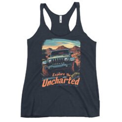 Explore The Uncharted - Teal Rig 4X4 Crawler Women's Racerback Tank - Vintage Navy - Image 3