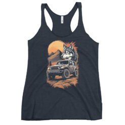 Lone Wolf - Lone Wolf 4X4 Crawler Women's Racerback Tank - Vintage Navy - Image 3