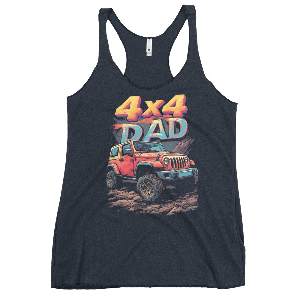 4X4 Dad - Off-Road Dad Trail Rig Women's Racerback Tank - Vintage Navy - Image 1