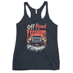 Off-Road Freedom - Desert Ledge 4X4 Crawler Women's Racerback Tank - Vintage Navy - Image 1