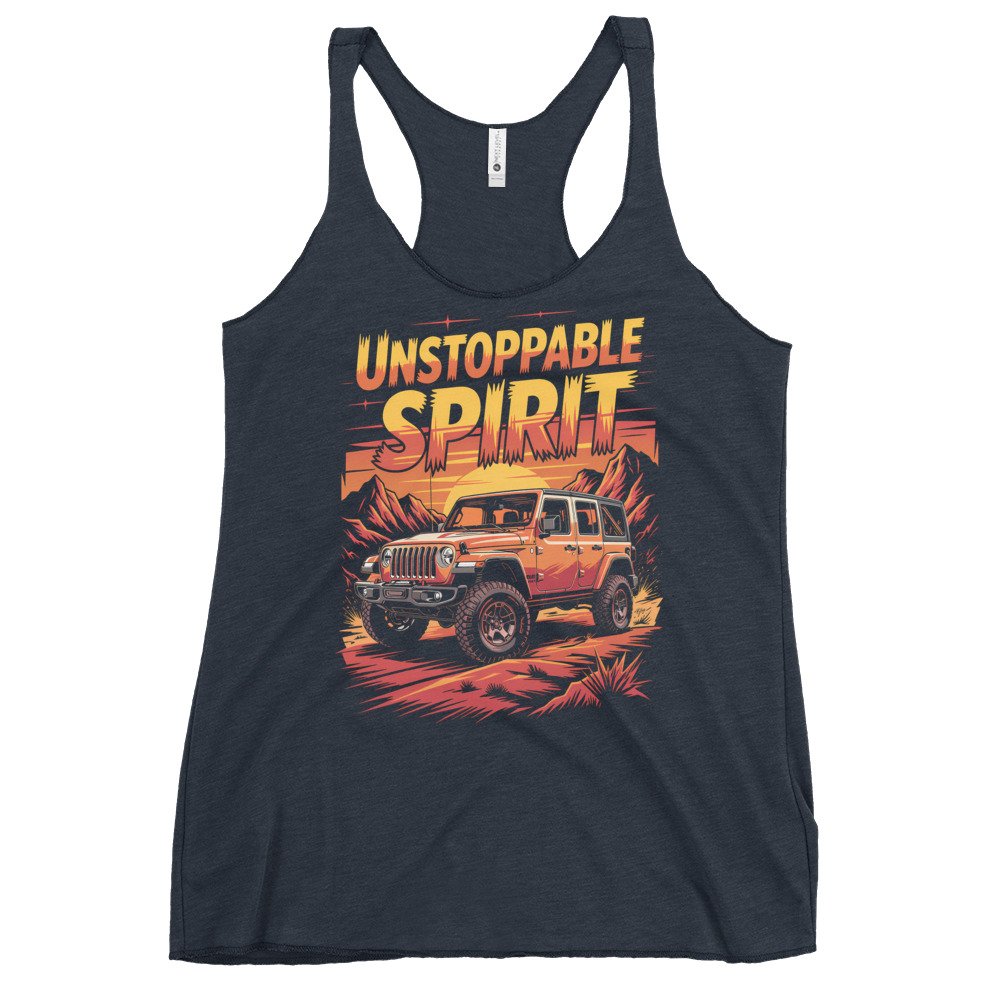 Unstoppable Spirit - Desert Crawler 4X4 Rig Women's Racerback Tank - Vintage Navy - Image 3