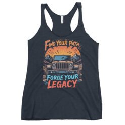 Find Your Path Forge Your Legacy - Desert Mountain 4X4 Crawler Women's Racerback Tank - Vintage Navy - Image 1