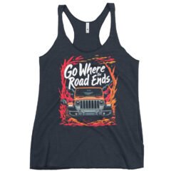 Go Where The Road Ends - Desert Mountain 4X4 Crawler Women's Racerback Tank - Vintage Navy - Image 1