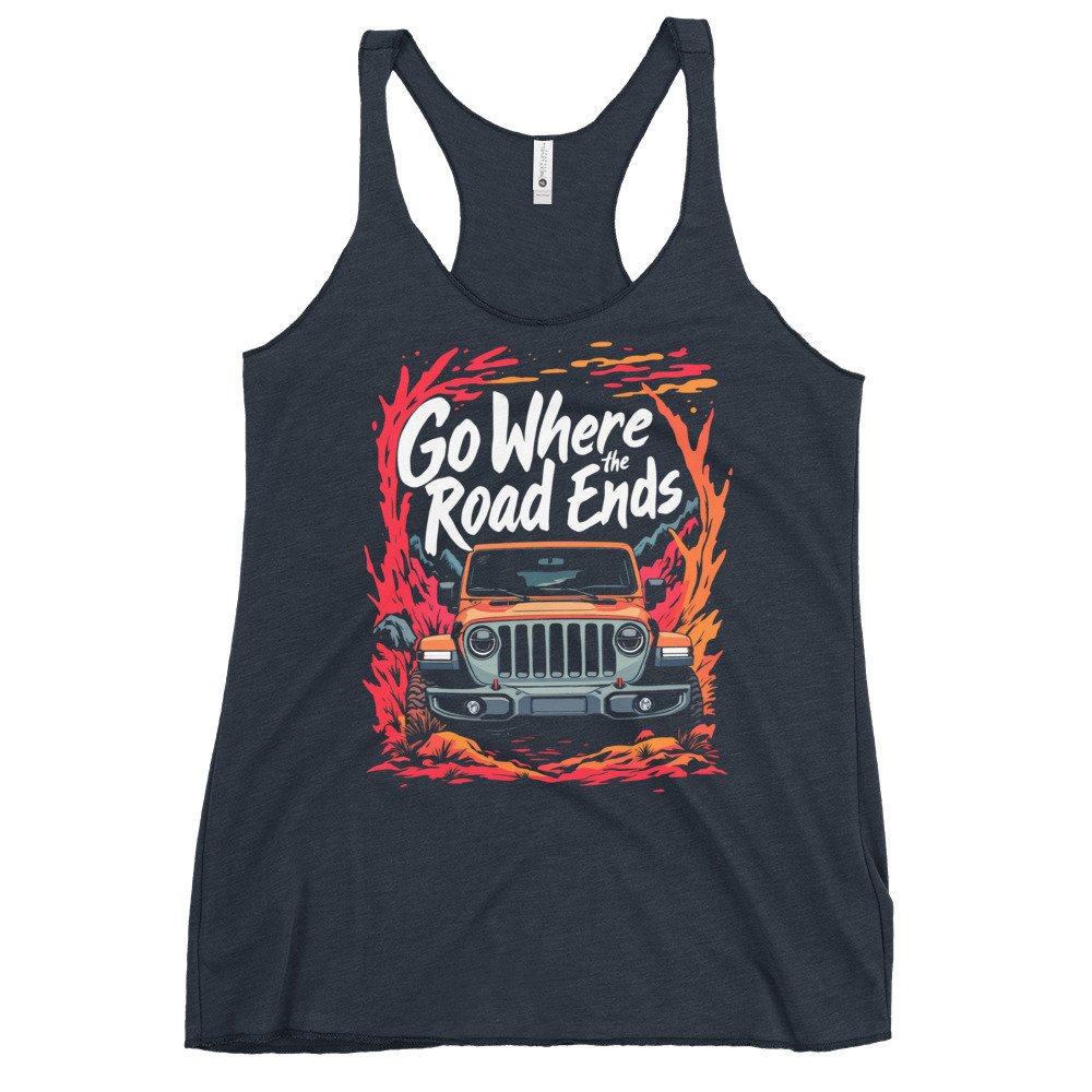 Go Where The Road Ends - Desert Mountain 4X4 Crawler Women's Racerback Tank - Vintage Navy - Image 1
