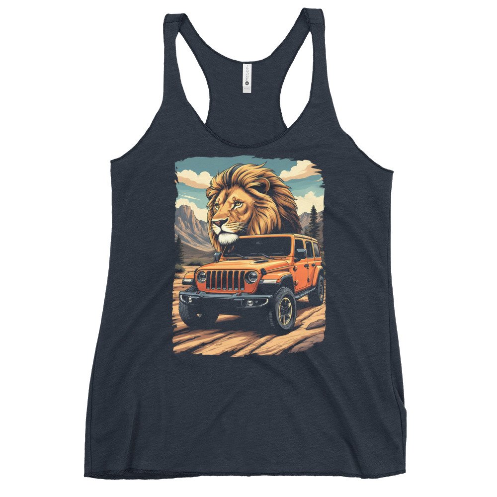 King Of The Trail - Sunset Ridge 4X4 Rig Women's Racerback Tank - Vintage Navy - Image 3