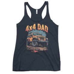 4X4 Dad - Clay Wash 4X4 Rig Women's Racerback Tank - Vintage Navy - Image 3